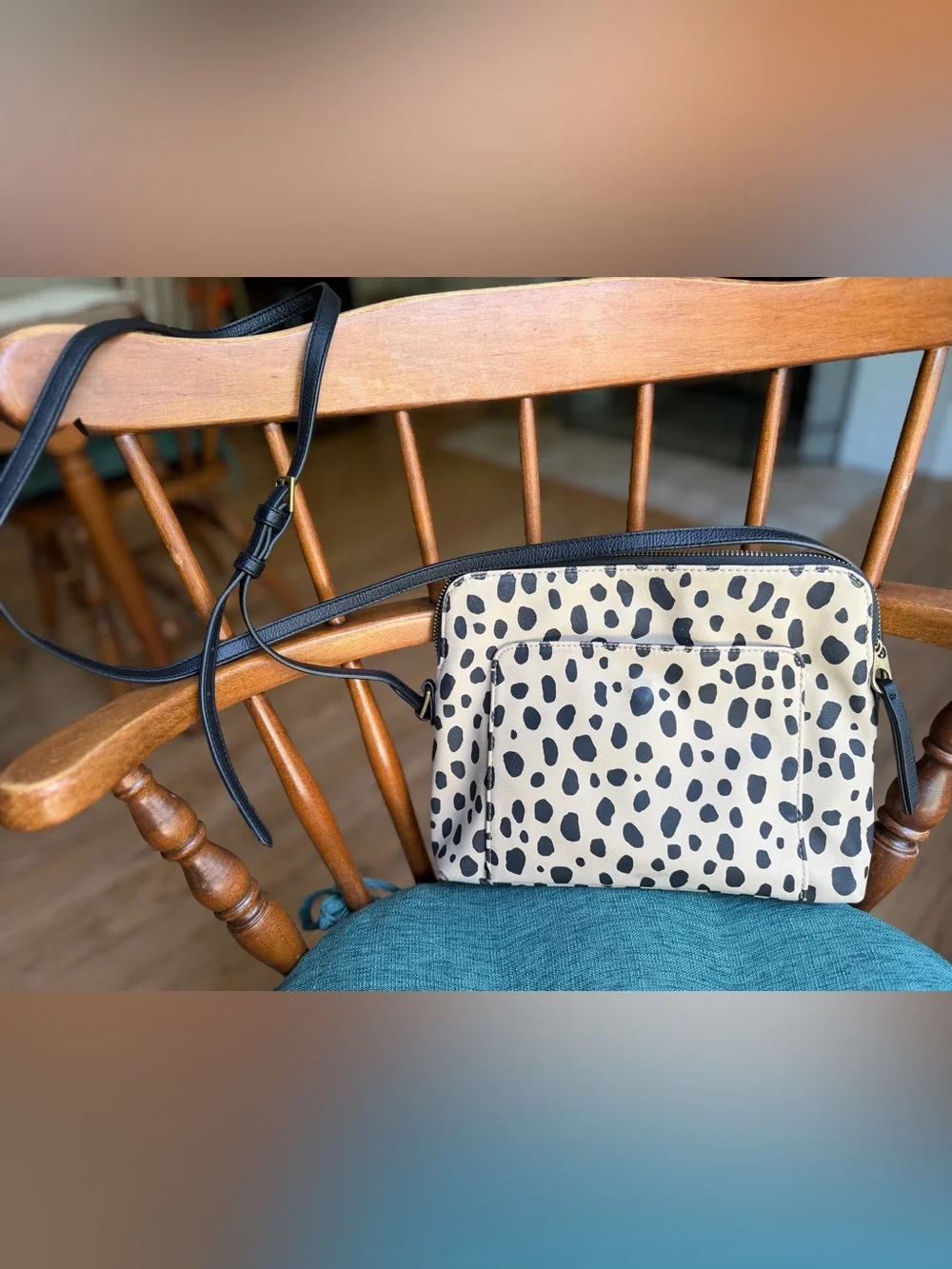 Universal Thread Faux Leather Animal Print Adjustable Crossbody Bag & Wallet